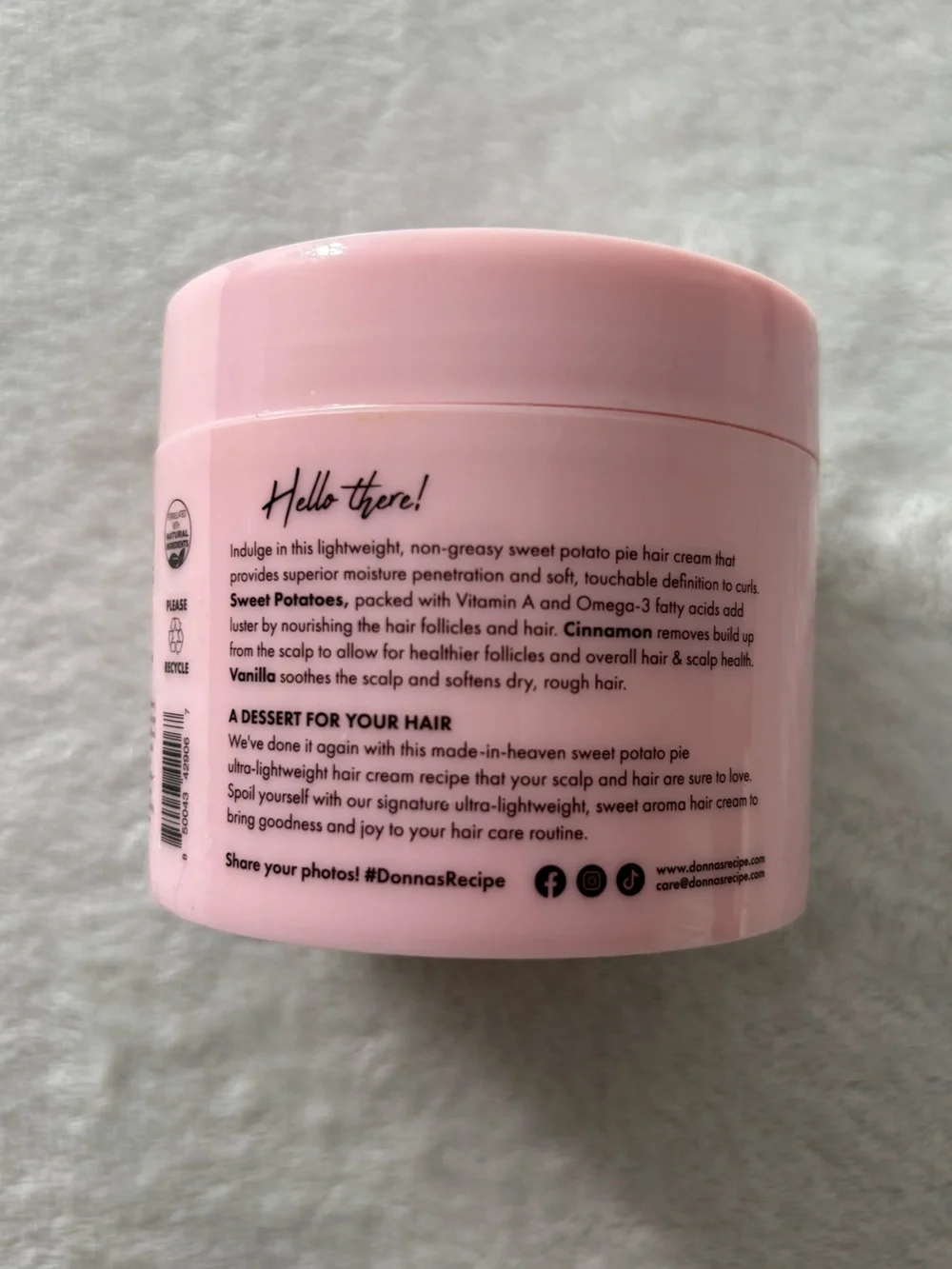 Donna's Recipe Sweet Potato Pie Extra Creamy Hair Cream 6 fl oz